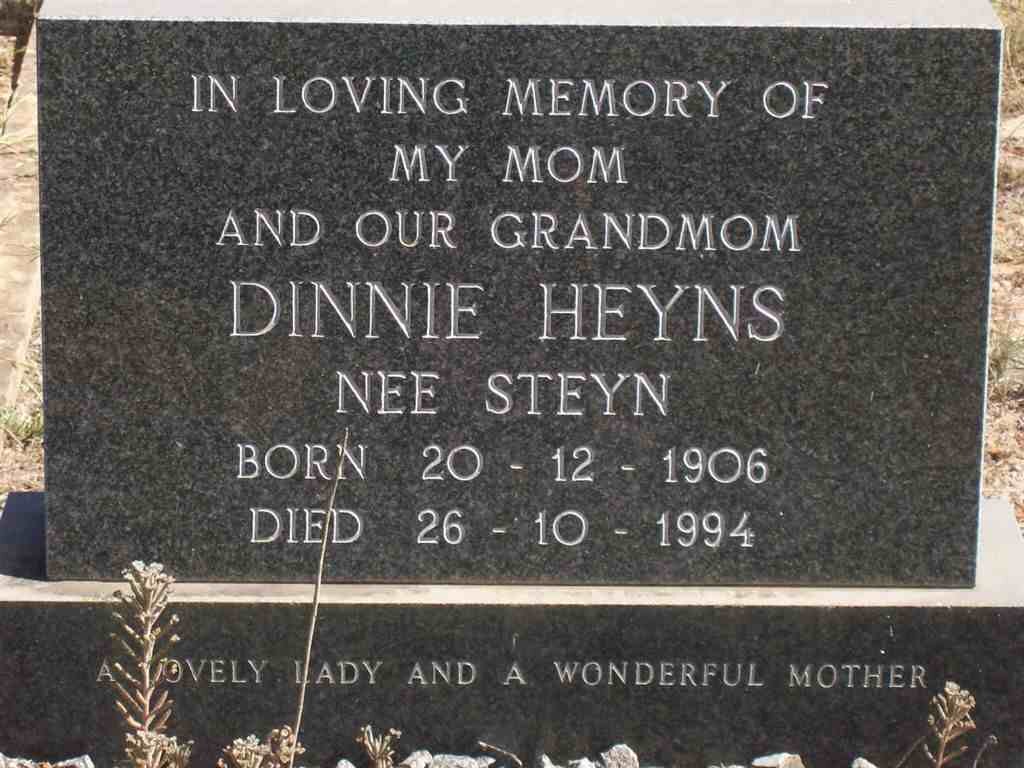HEYNS Dinnie nee STEYN 1906-1994