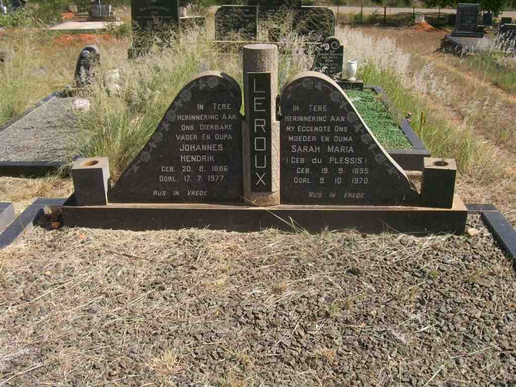 ROUX Johannes Hendrik, le 1886-1977 &amp; Sarah Maria DU PLESSIS 1895-1970