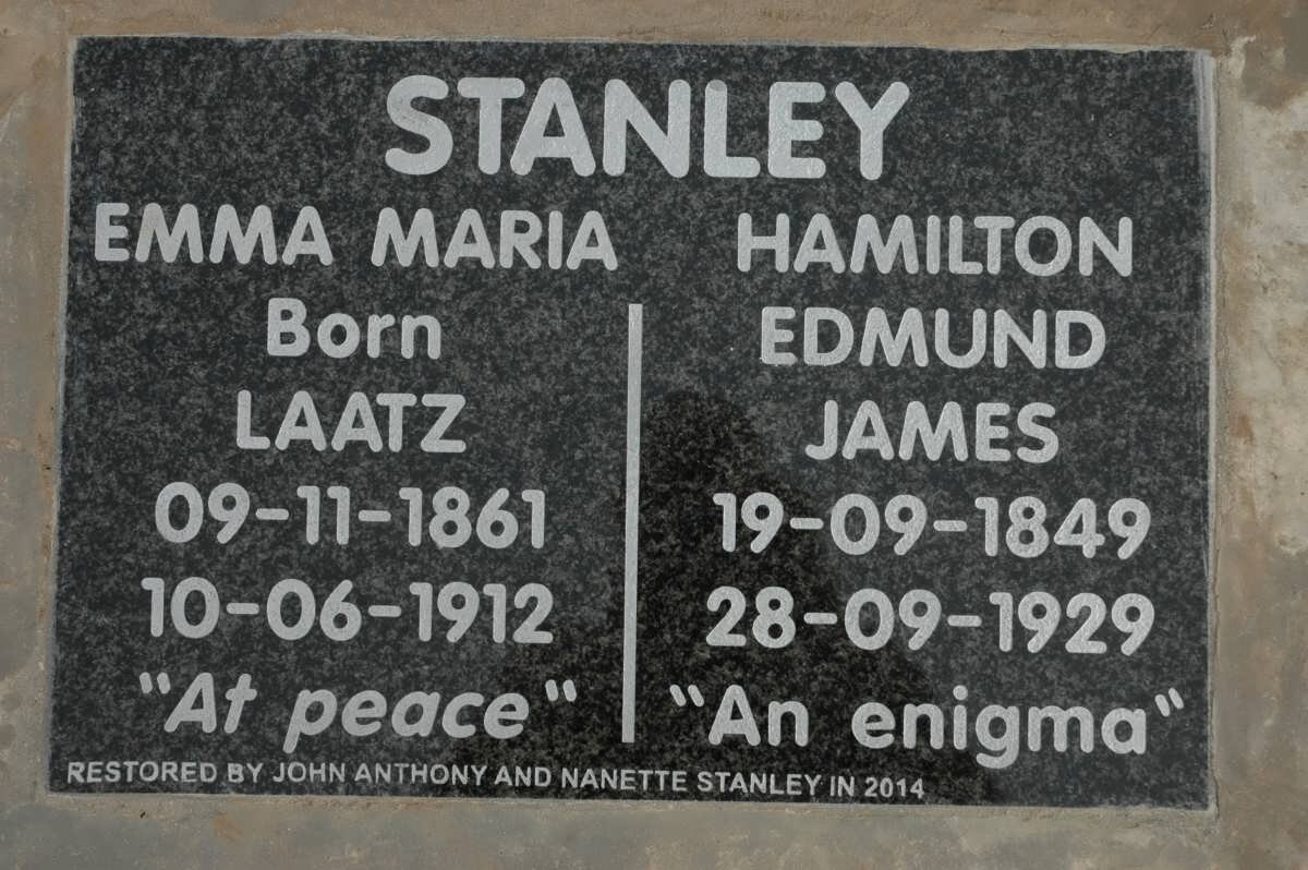 STANLEY Hamilton Edmund James 1849-1929 &amp; Emma Maria LAATZ 1861-1912