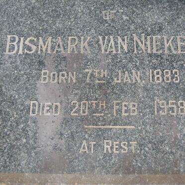 NIEKERK Bismark, van 1883-1958