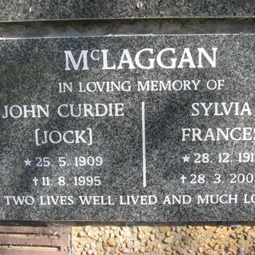McLAGGAN John Curdie 1909-1995 &amp; Sylvia Frances 1912-2003