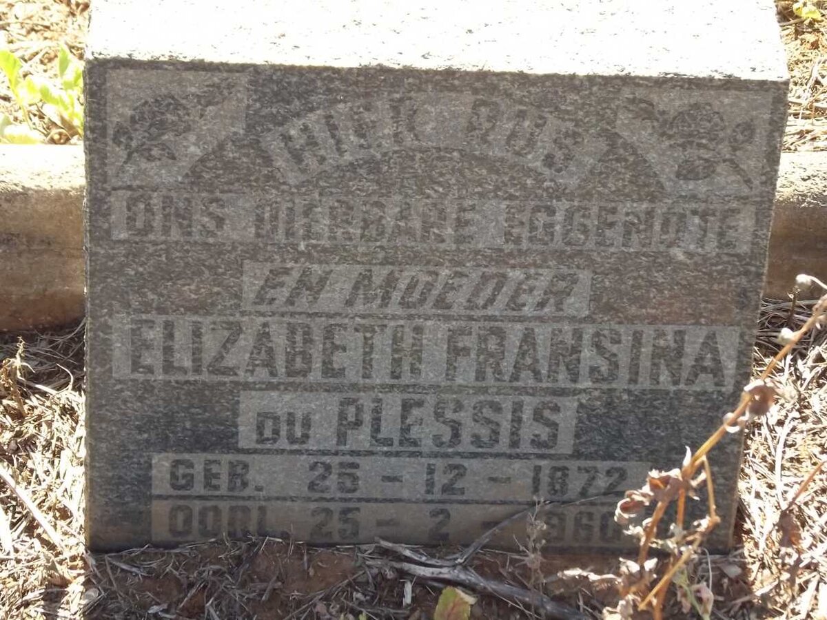 PLESSIS Elizabeth Fransina, du 1872-1960