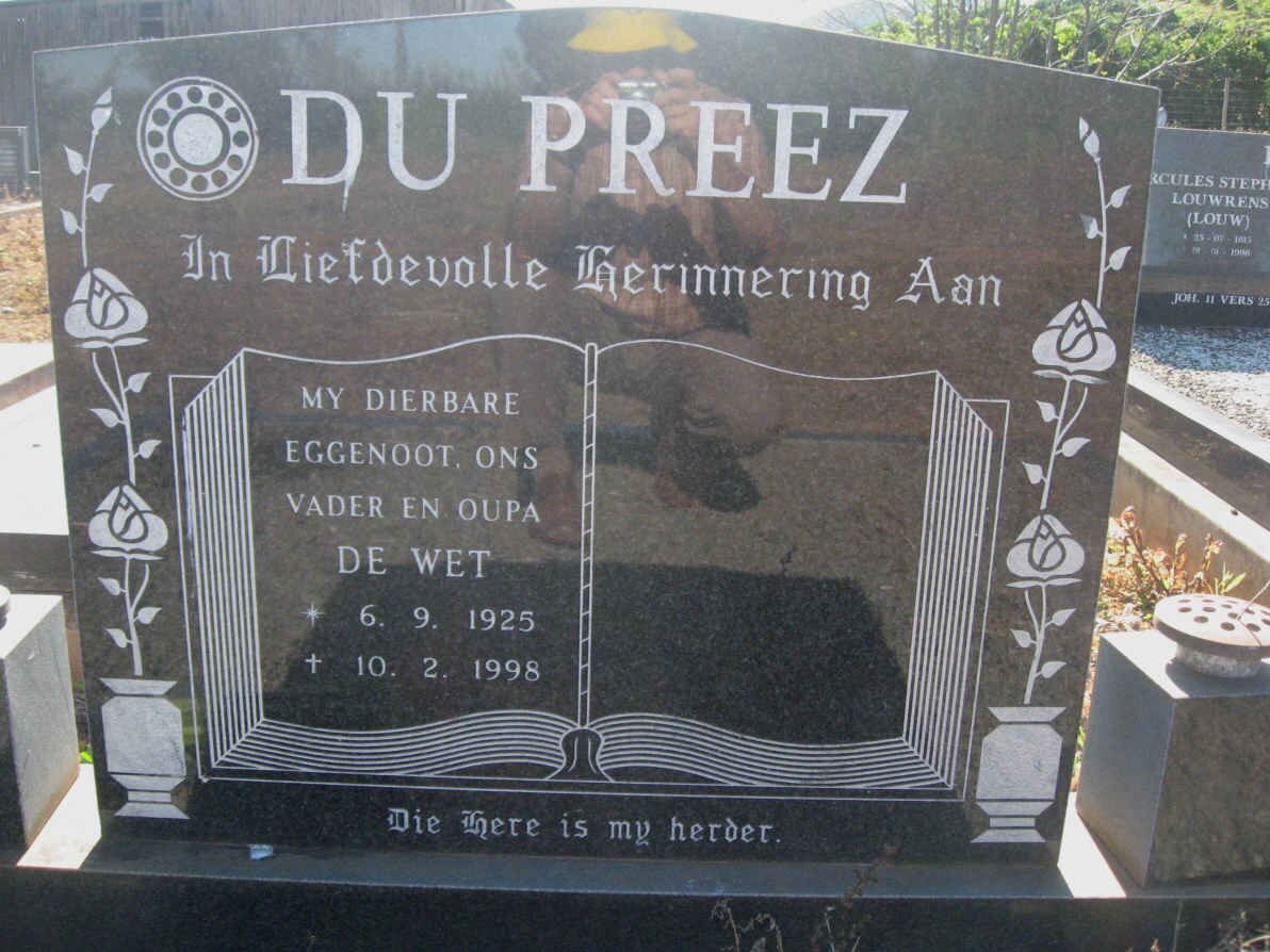 PREEZ De Wet, Du 1925-1998