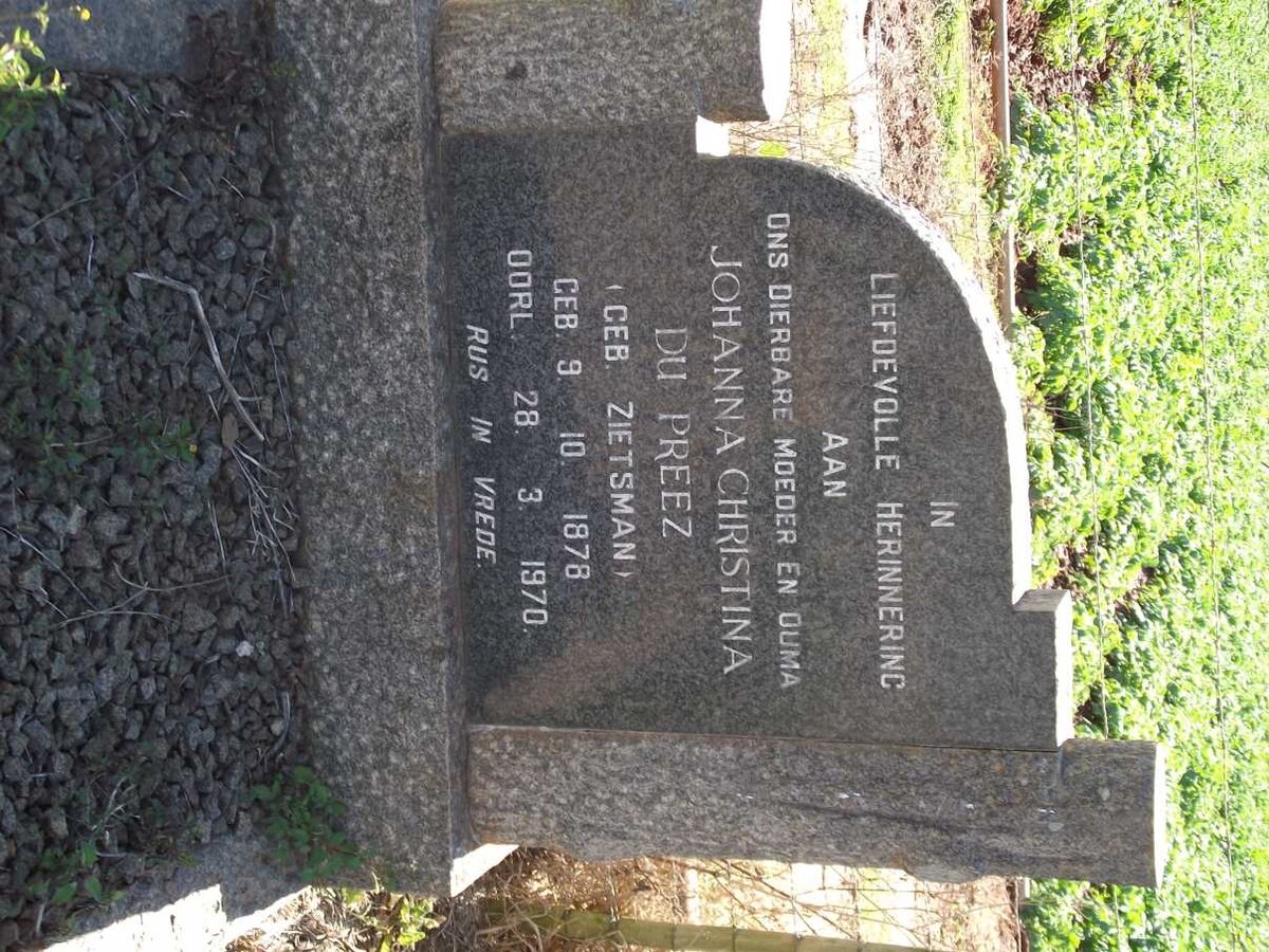 PREEZ Johanna Christina, du nee ZIETSMAN 1876-1970