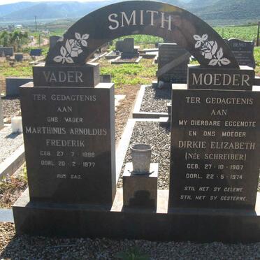 SMITH Martinus Arnoldus Frederik 1898-1977 &amp; Dirkie Elizabeth SCHREIBER 1907-1974