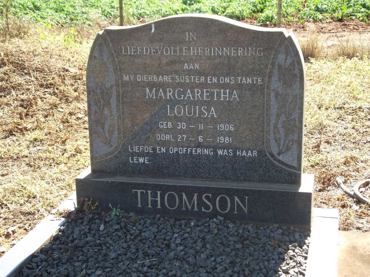 THOMSON Margaretha Louisa 1906-1981