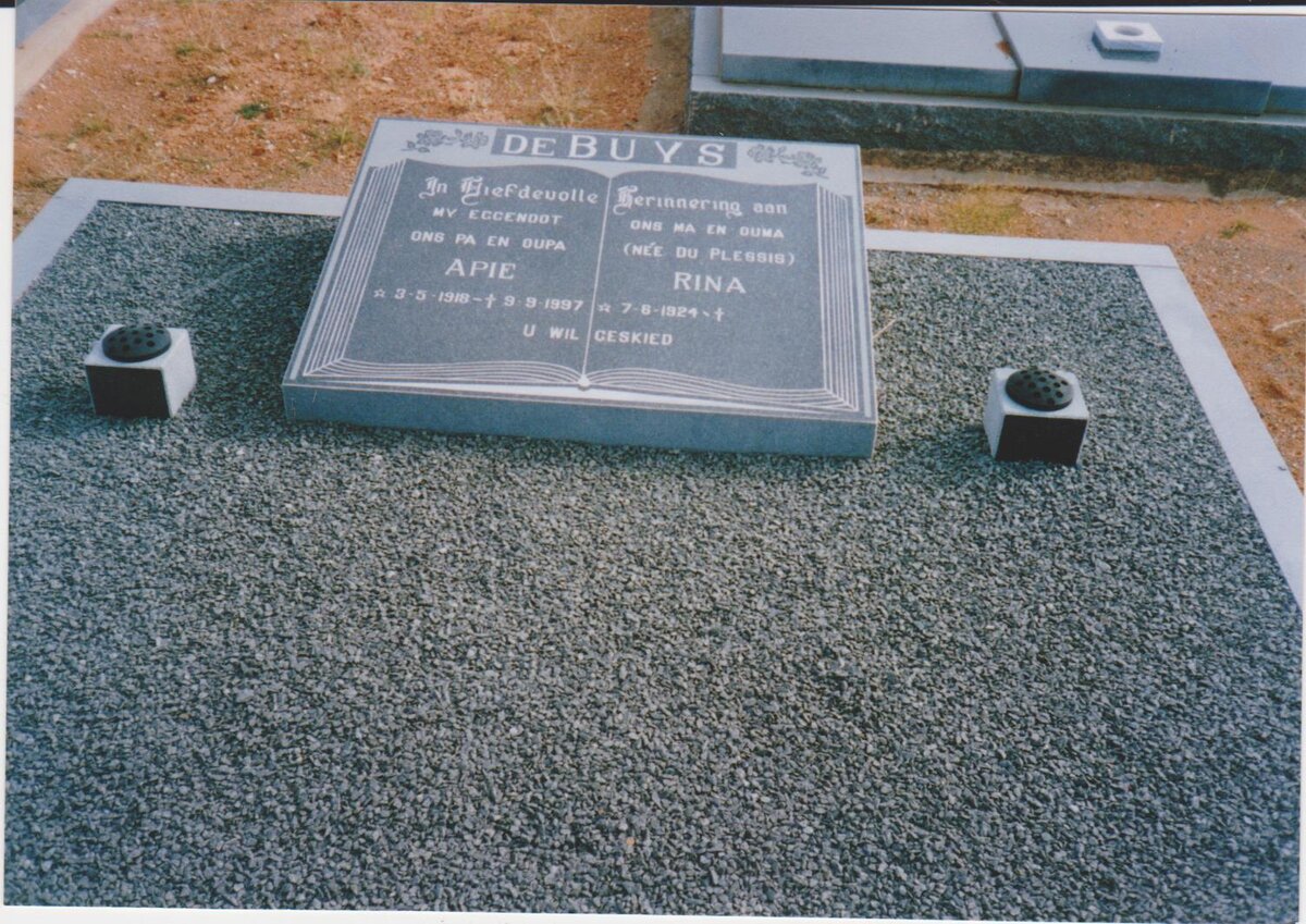 BUYS Apie, de 1918-1997 &amp; Rina DU PLESSIS 1924-