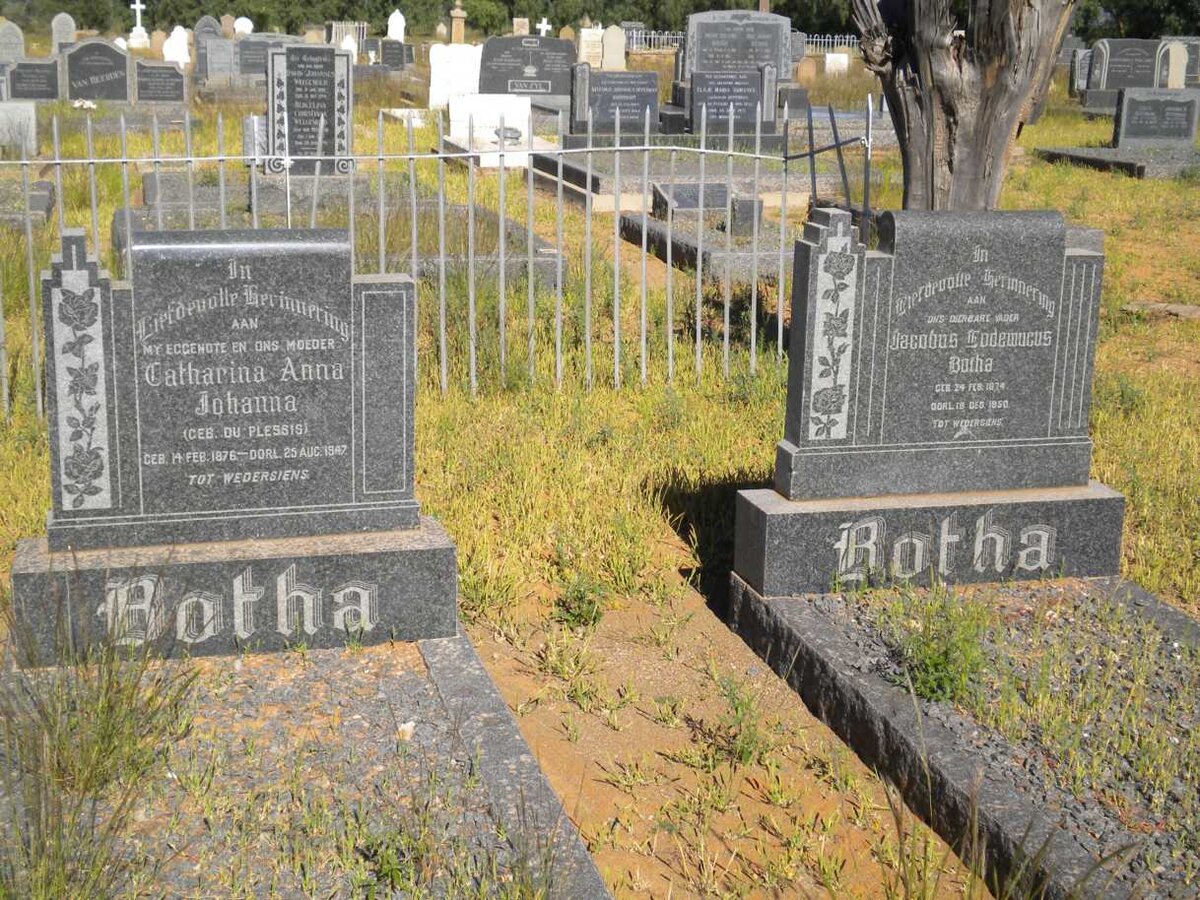 BOTHA Jacobus Lodewucus 1874-1950 &amp; Catharina Anna Johanna DU PLESSIS 1876-1947