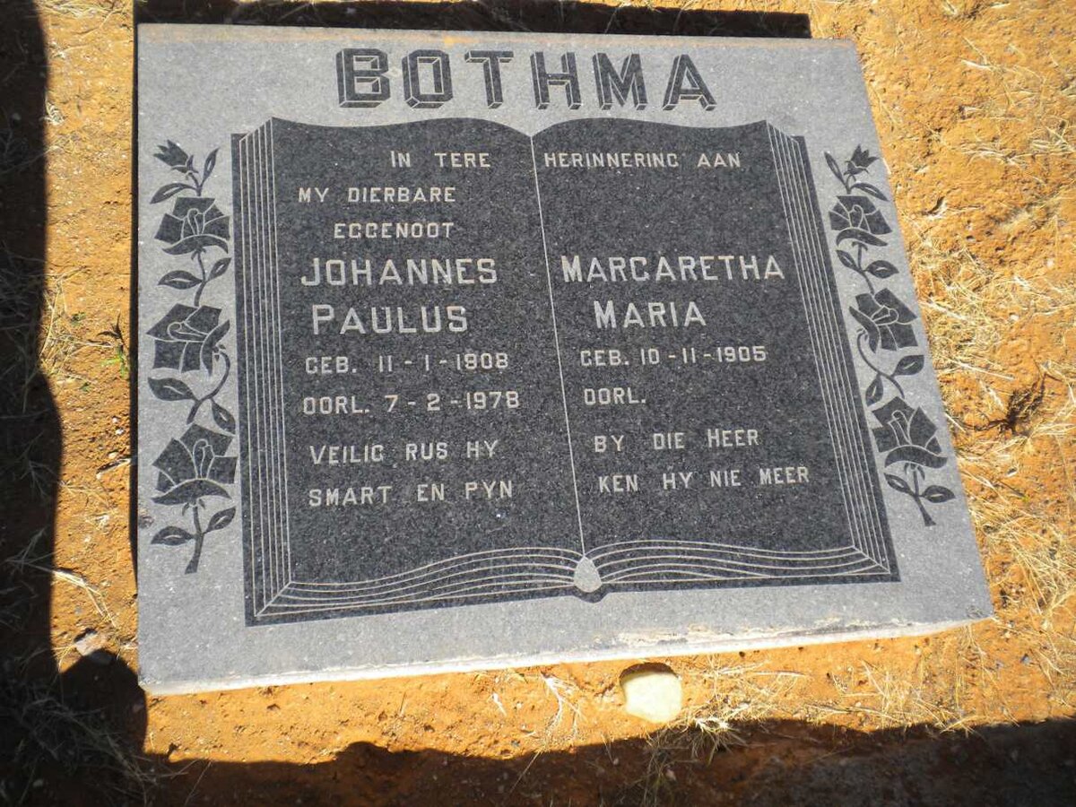 BOTHMA Johannes Paulus 1908-1978 &amp; Margaretha Maria 1905-?