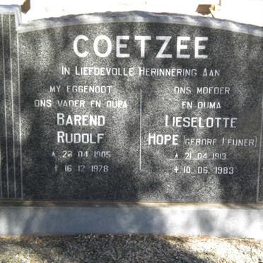 COETZEE Barend Rudolf 1905-1978 &amp; Lieselotte Hope LEUNER 1913-1983