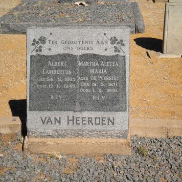 HEERDEN Albert Lambertus, van 1865-1945 &amp; Martha Aletta Maria DU PLESSIS 1871-1959