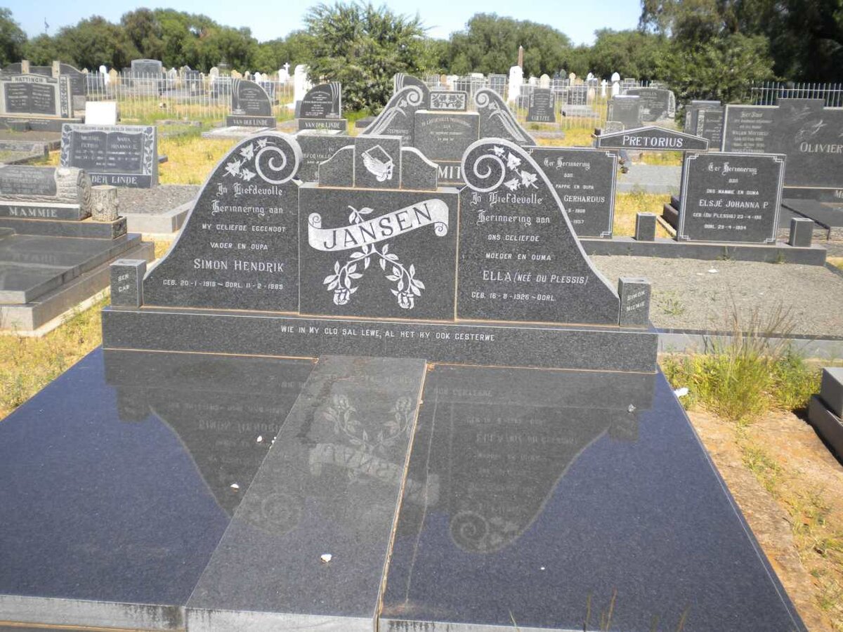 JANSEN Simon Hendrik 1918-188? &amp; Ella DU PLESSIS 1926-