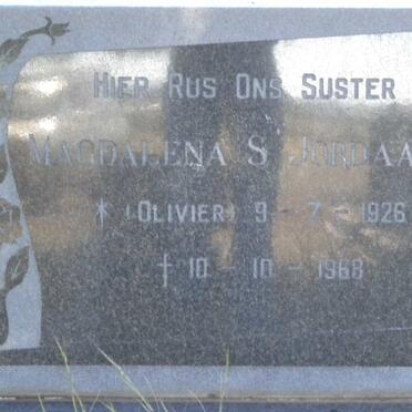 JORDAAN Magdalena S. nee OLIVIER 1926-1968