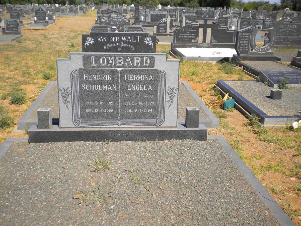 LOMBARD Hendrik Schoeman 1922-2000 &amp; Hermina Engela DU PLESSIS 1929-1994