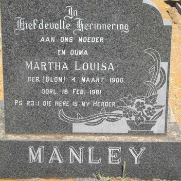 MANLEY Martha Louisa nee BLOM 1900-1981