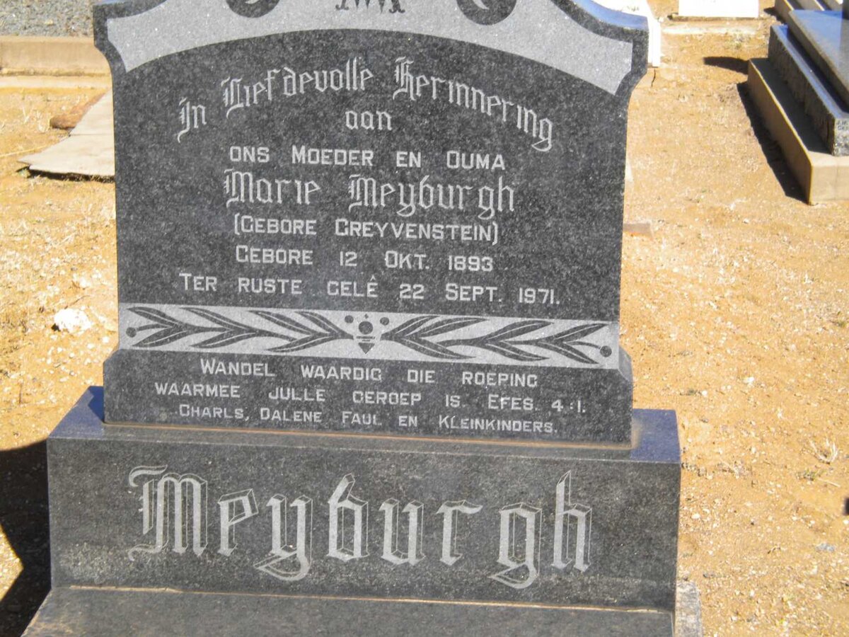 MEYBURGH Marie nee GREYVENSTEIN 1893-1971