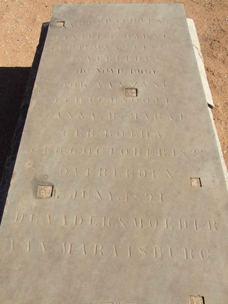 MARAIS Daniel F. 1820-1900 &amp; Anna R. nee BOTHA 1828-1891