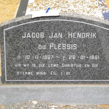 PLESSIS Jacobs Jan Hendrik, du 1897-1981