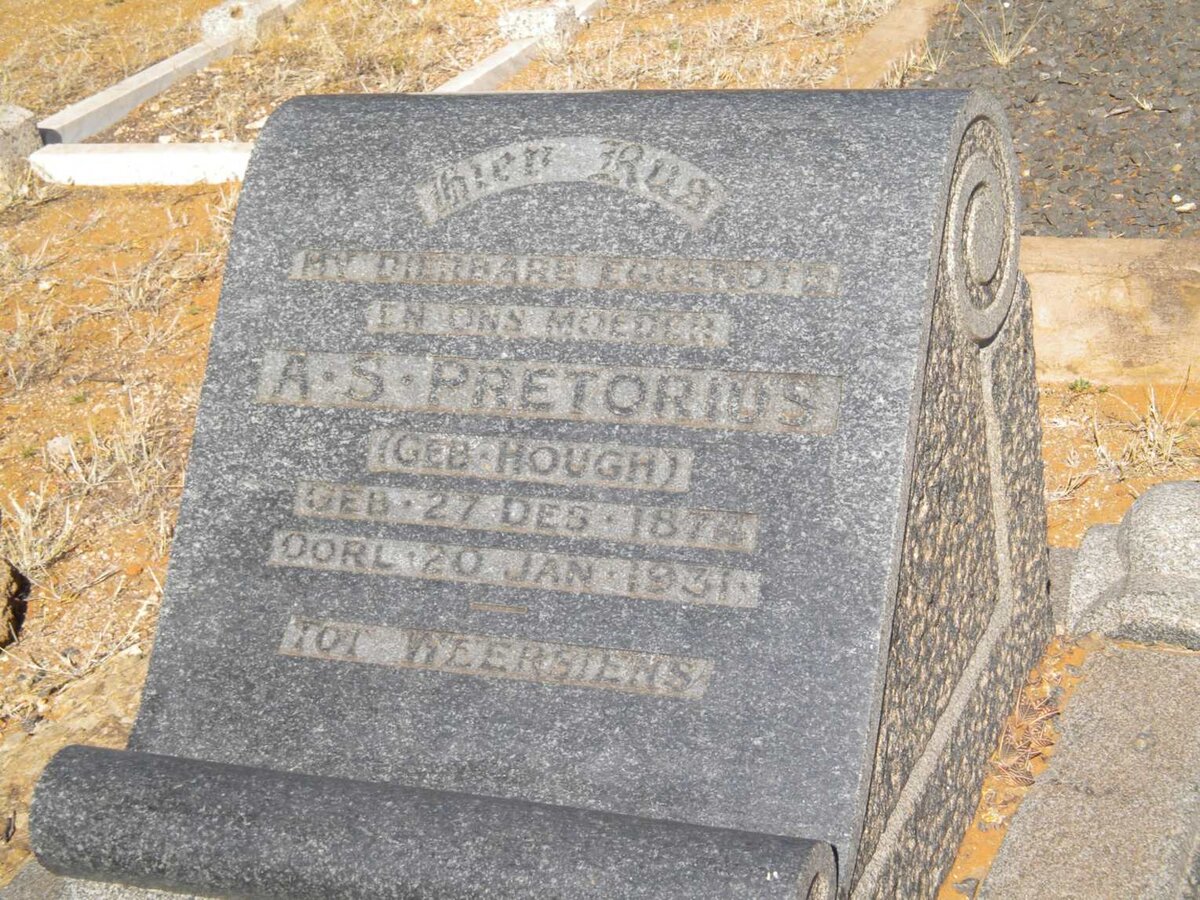 PRETORIUS A.S. nee HOUGH 1874-1931