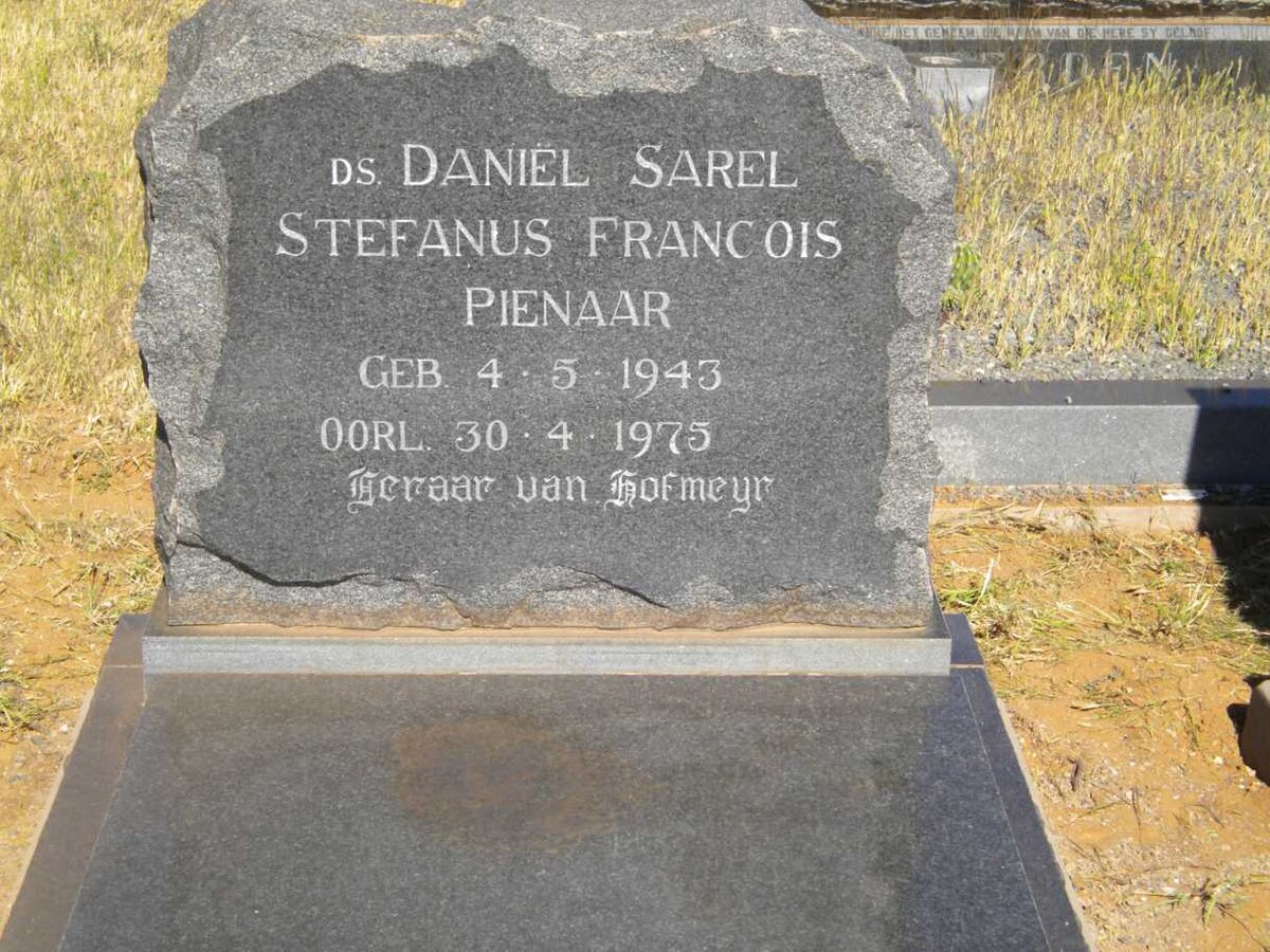PIENAAR Daniël Sarel Stefanus Francois 1943-1975
