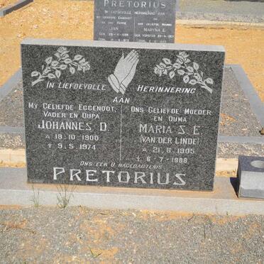 PRETORIUS Johannes D. 1900-1974 &amp; Maria S.E. VAN DER LINDE 1905-1988