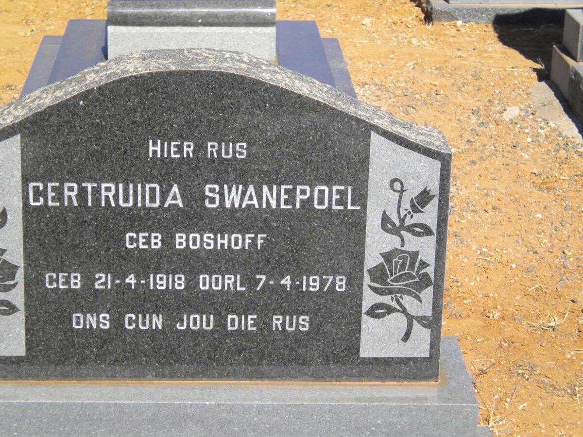 SWANPOEL Gertruida nee BOSHOFF 1918-1978