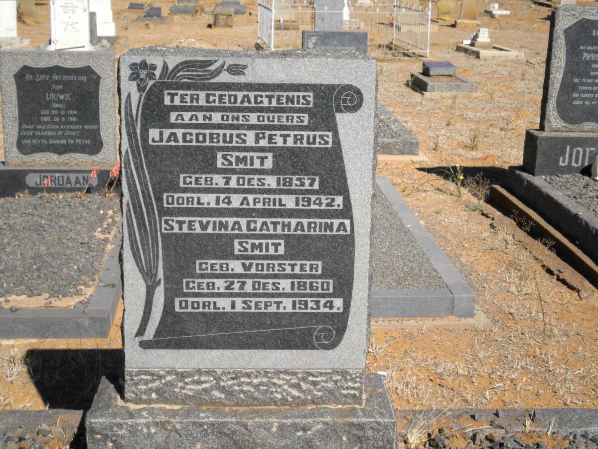 SMIT Jacobus Petrus 1857-1942 &amp; Stevina Catharina VORSTER 1860-1934