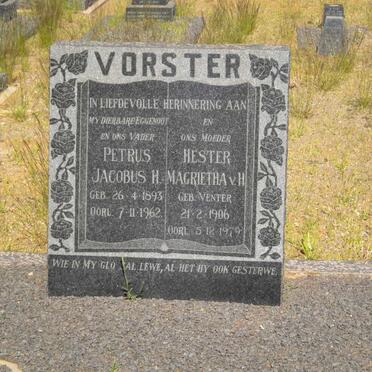 VORSTER Petrus Jacobus  1893-1962 &amp; Hester Magrietha v. H. VENTER 1906-1979