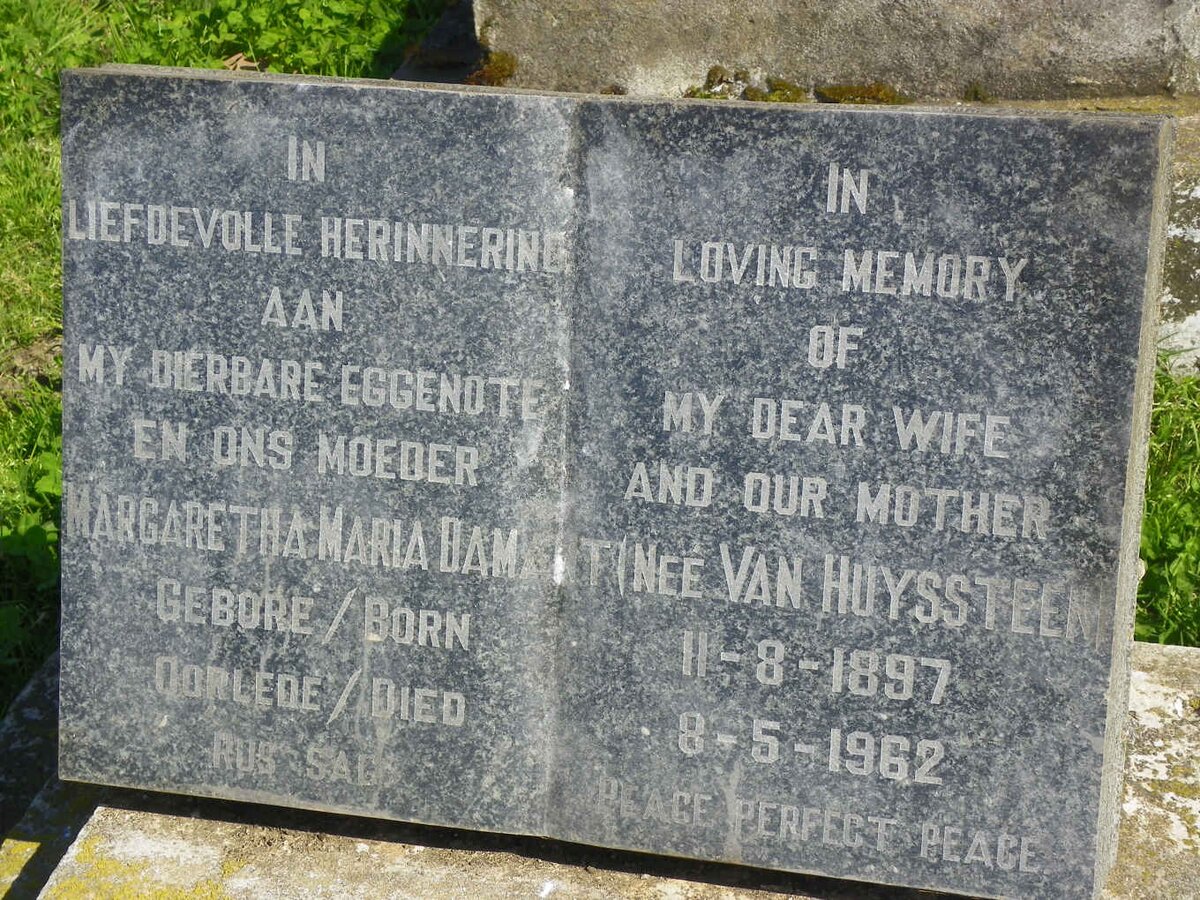 DAMANT Margaretha Maria nee VAN HUYSSTEEN 1897-1962