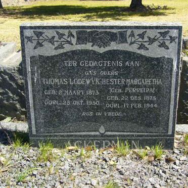 ACKERMAN Thomas Lodewyk 1873-1950 &amp; Hester Margaretha FERREIRA 1875-1944