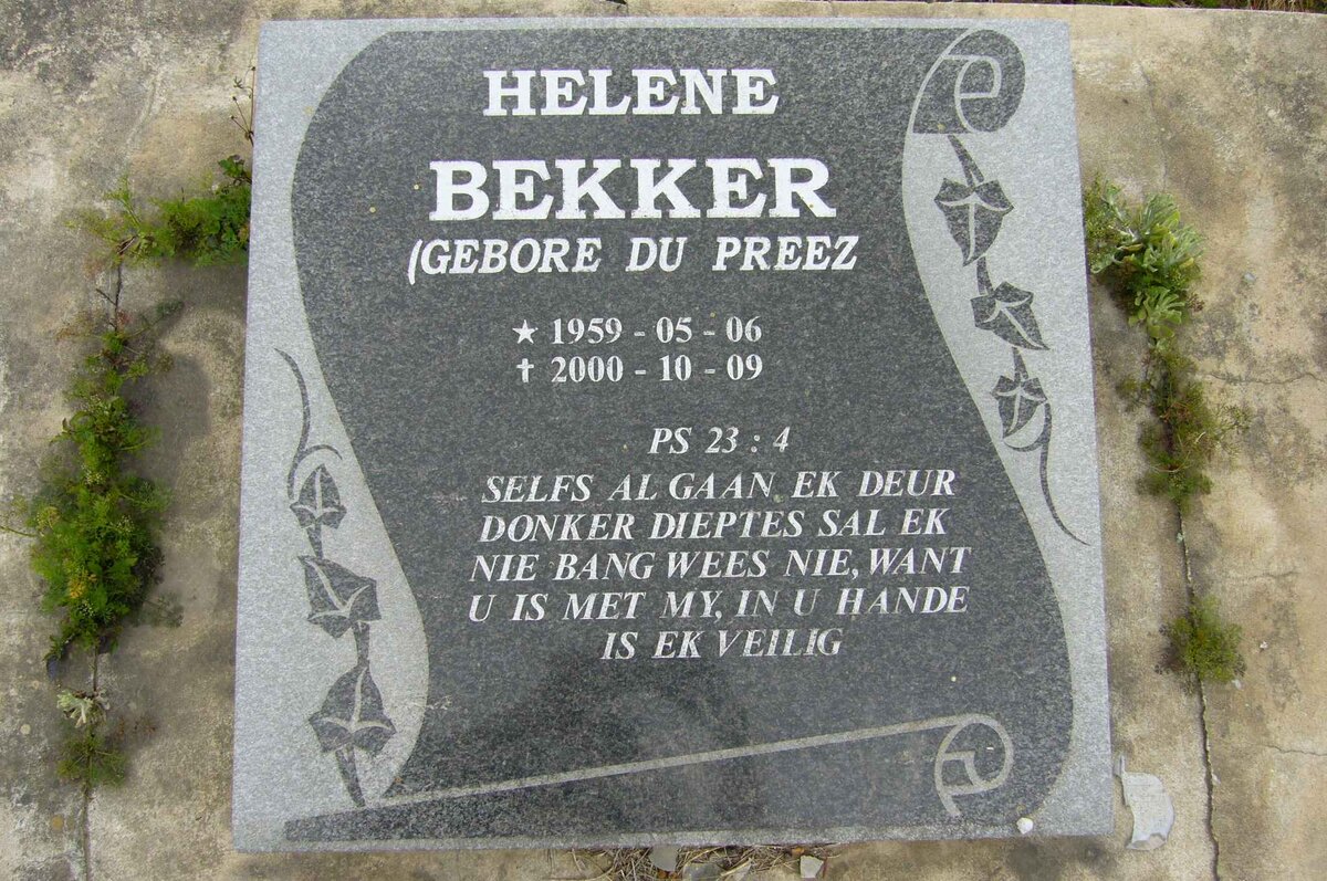 BEKKER Helene nee DU PREEZ 1959-2000