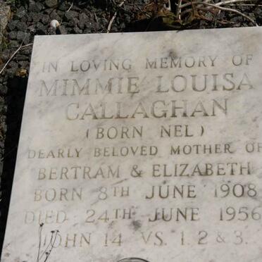 CALLAGHAN Mimmie Louisa nee NEL 1908-1956