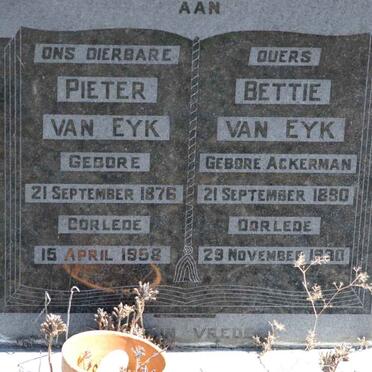 EYK Pieter, van 1876-1958 &amp; Bettie ACKERMAN 1890-1930