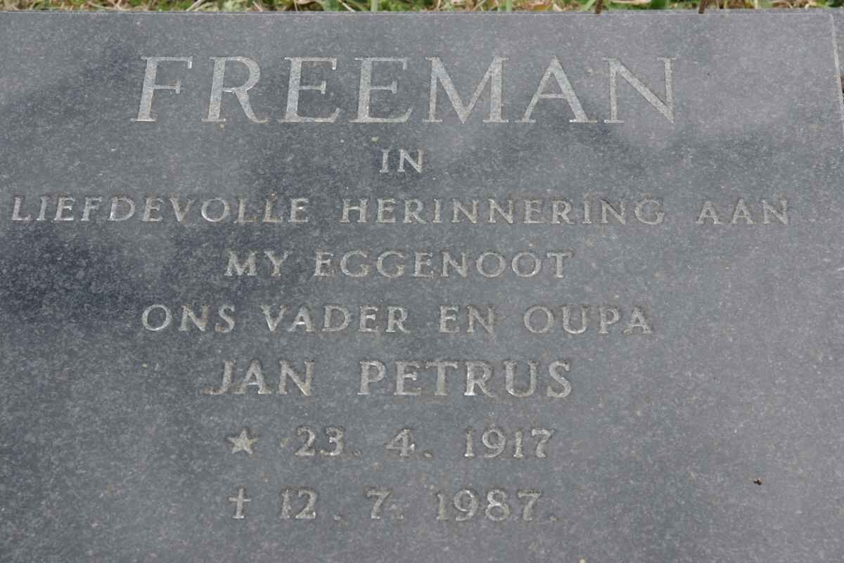 FREEMAN Jan Petrus 1917-1987