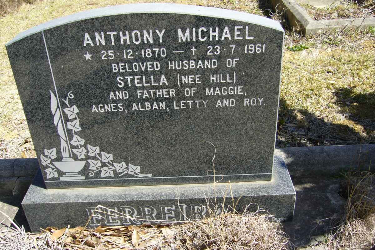 FERREIRA Anthony Michael 1870-1961