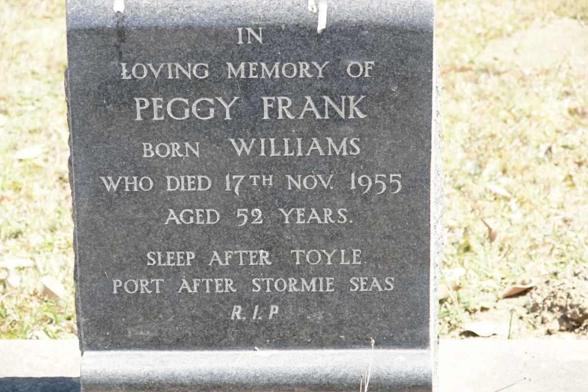 FRANK Peggy nee WILLIAMS -1955