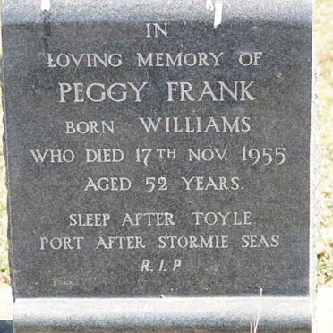 FRANK Peggy nee WILLIAMS -1955