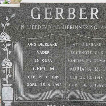 GERBER Gert M. 1919-1992 &amp; Adriana M.I. 1918-1982
