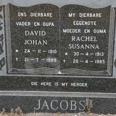 JACOBS David Johan 1910-1989 &amp; Rachel Susanna 193-1985