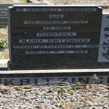 KRITZINGER Dorothea Maria nee DU PLESSIS 1896-1989