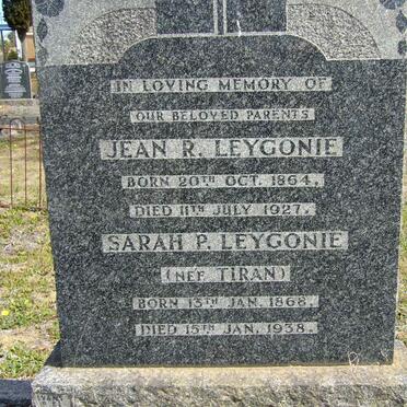 LEYGONIE Jean R. 1864-1927 &amp; Sarah P. TIRAN 1868-1938