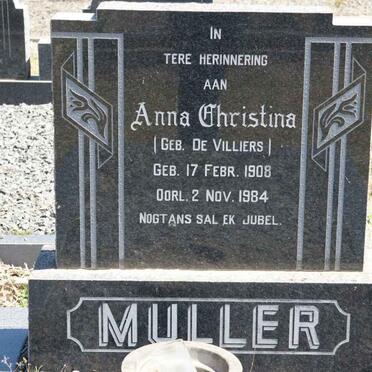 MULLER Anna Christina nee DE VILLIERS 1908-1984