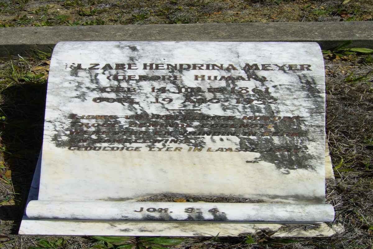 MEYER Elzabe Hendrina nee HUMAN 1861-1832
