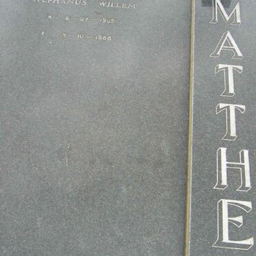 MATTHEE Stephanus Willem 1905-1988