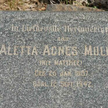 MULLER Aletta Agnes nee MATTHEE 01887-1942
