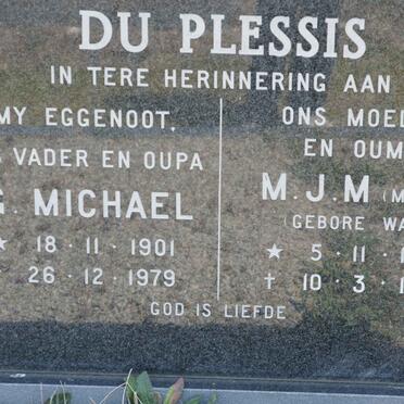 PLESSIS G. Michael, du 1901-1979 &amp; M.J.M. WAIT 1896-1988