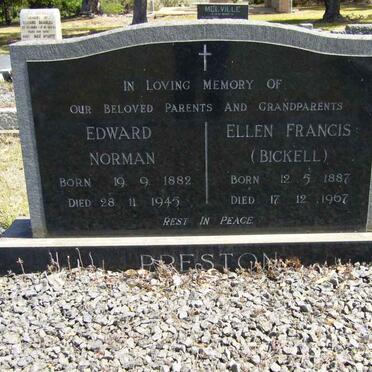PRESTON Edward Norman 1882-1945 &amp; Ellen Francis BICKELL 1887-1967