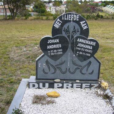 PREEZ Johan Andries, du 1960-2000 &amp; Annemarie Johanna DU RAND 1959-