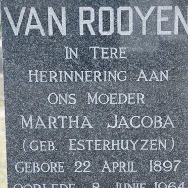 ROOYEN Martha Jacoba nee ESTERHUYZEN 1897-1964