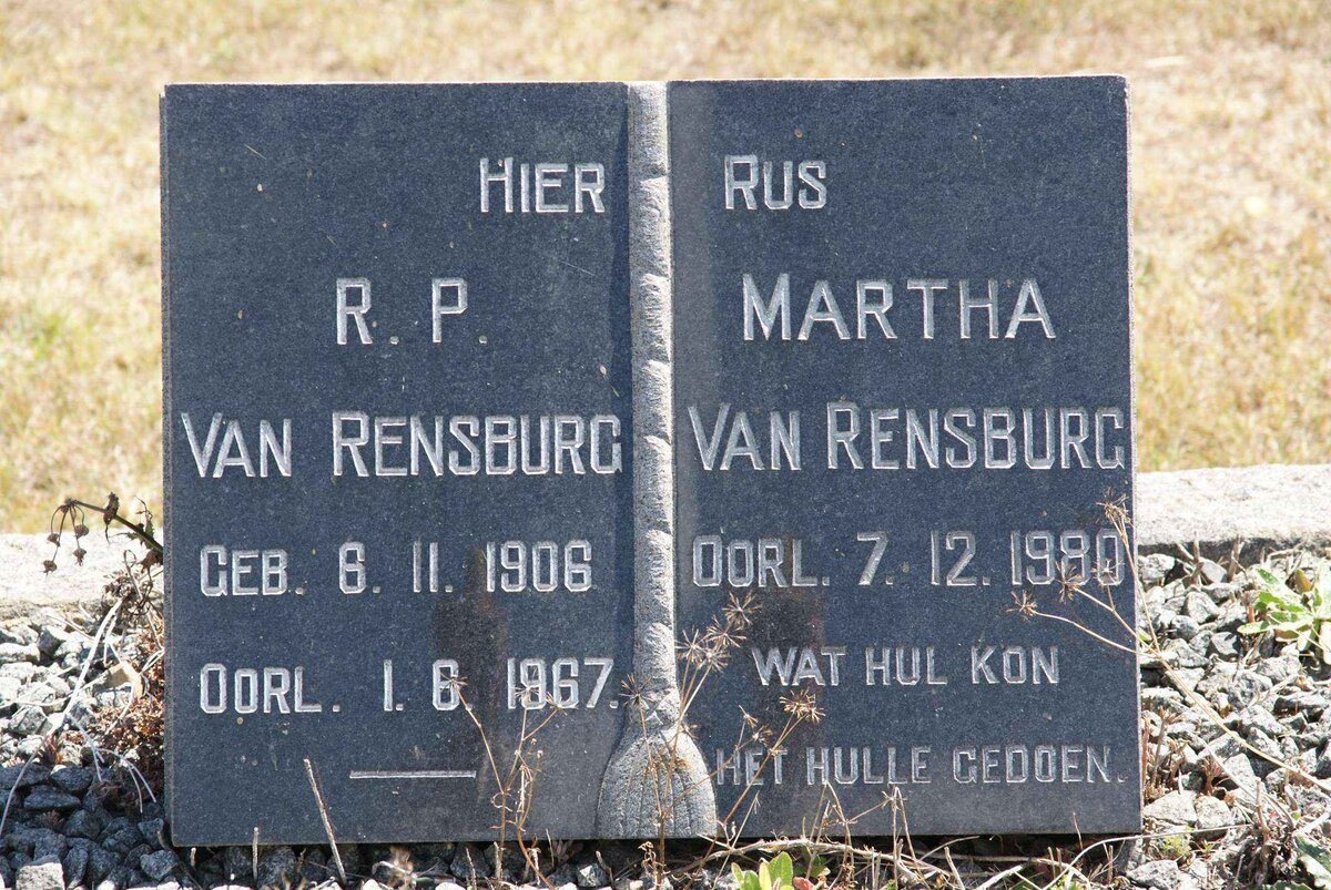 RENSBURG R.P., van 1906-1967 &amp; Martha -1980